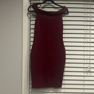 Burgundy Red Off the Shoulder Dress